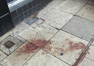 blood pools in Nantwich after street brawl