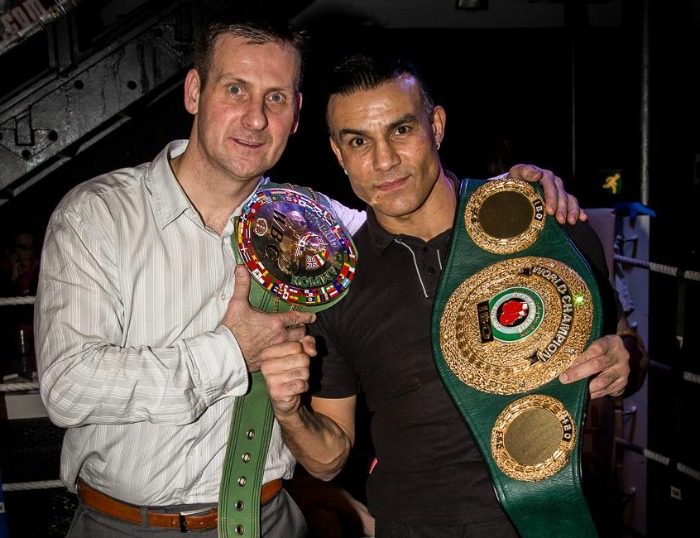 boxing champion Robin Reid attends white collar fight in Nantwich