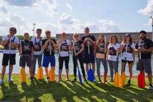 Celebrities canoe along Nantwich waterways in Stand Up To Cancer challenge