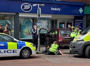 Woman injured after car crashes into shop in Nantwich town centre