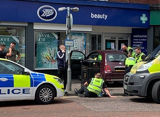 car crash in Boots in Nantwich
