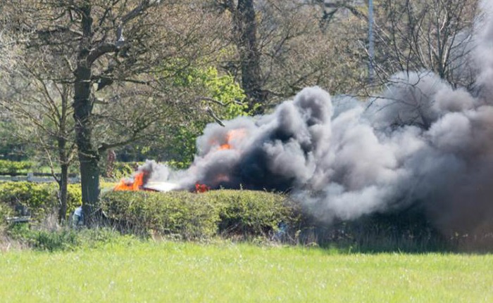 car fire flames alvaston hall hotel