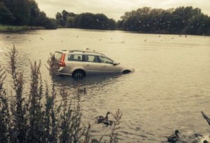 Stunned visitors watch car plunge in to Nantwich Lake