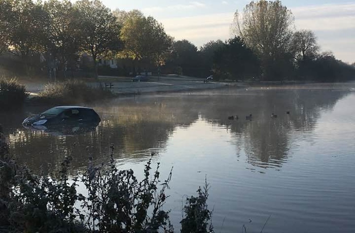 car in nantwich lake 3 - by kath edwards