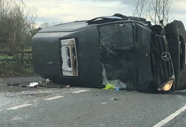 car overturned A51 Reaseheath