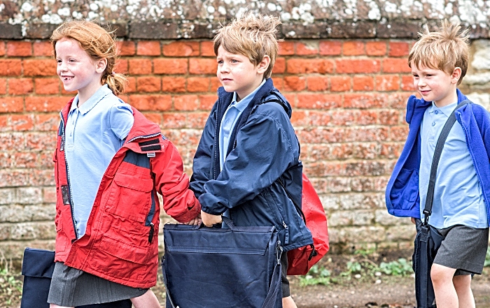 children walking to school - gates