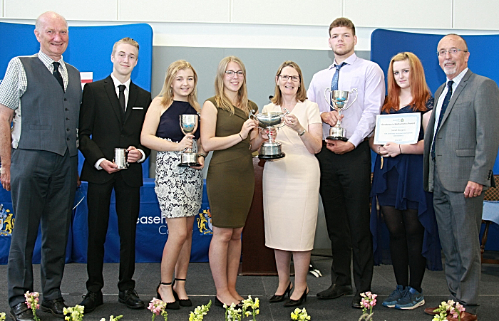 cross college award winners with Eileen Milner, Meredydd David, Richard Ratcliffe (1)