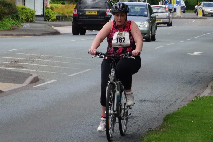 cyclist battles Cheshire Triathlon in Nantwich