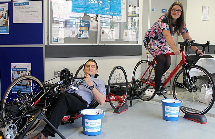 dementia - Ride to Remember (high) - James Whittall, Green Travel and Car Parks Development Co-ordinator, and Anna Bickerton, Divisional HR