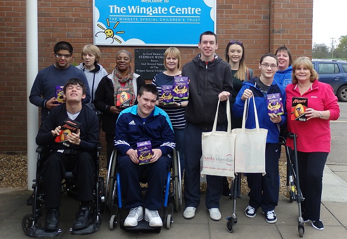 banks sheridan donates easter eggs to wingate centre