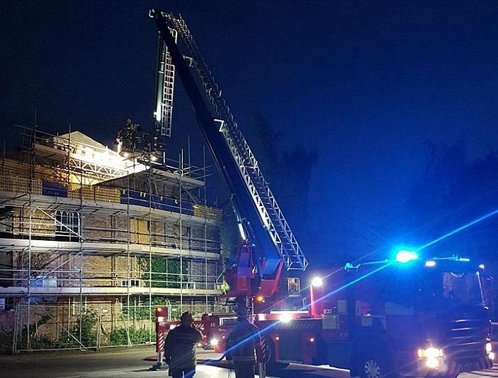 fire crews at night battle methodist church blaze - pic by Martyn Jones