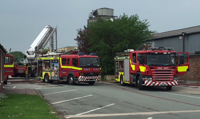 fire crews at wardle timber yard