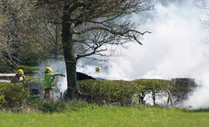 flames - fire crews battle alvaston hall hotel car fire