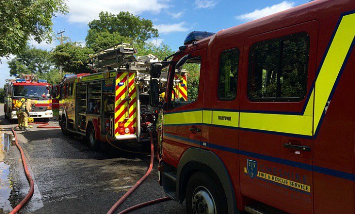 fire crews on Welshmans Lane in Nantwich