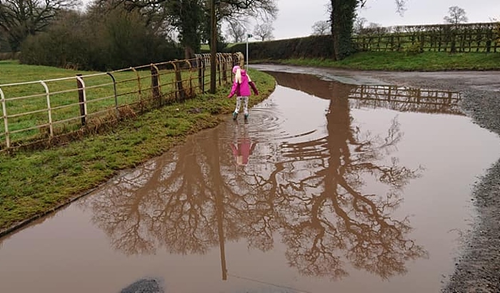 flooded rural roads near Wrenbury