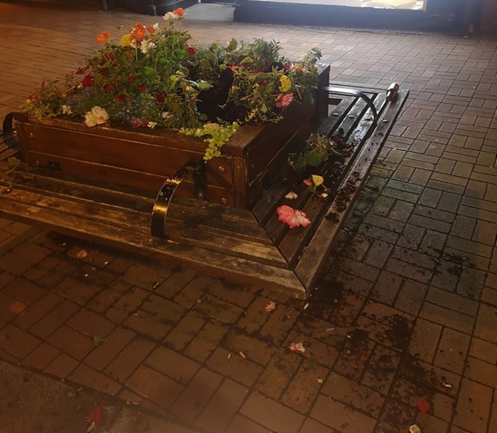 flower beds vandalised in Nantwich - Copy
