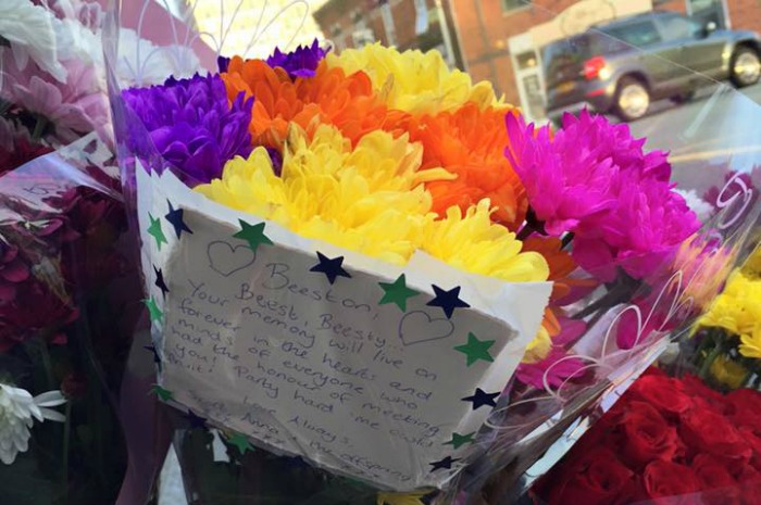 flowers in honour of Michael Beeston