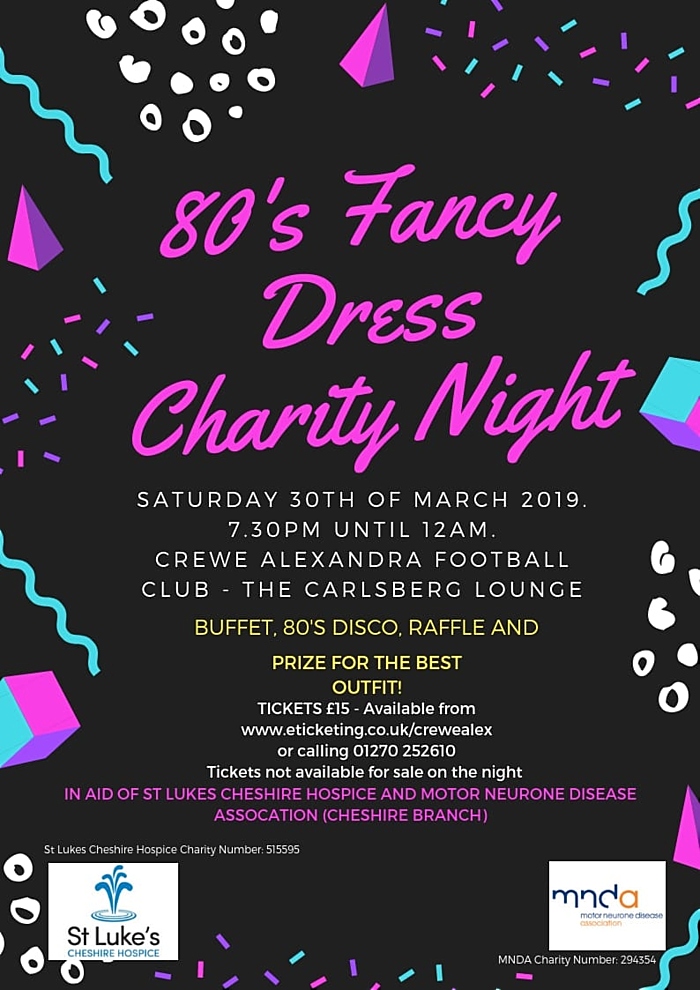 flyer 80s fancy dress charity night