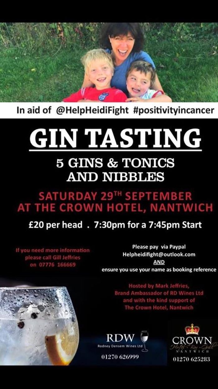 gin tasting event for Heidi Spencer cancer campaign