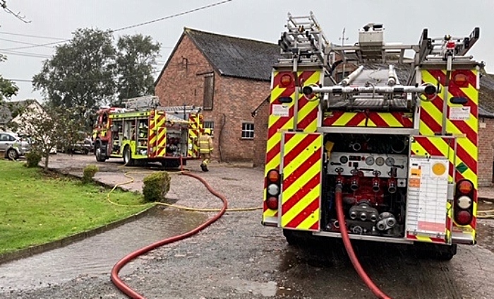 hatherton farm building blaze - pic by Audlem FS