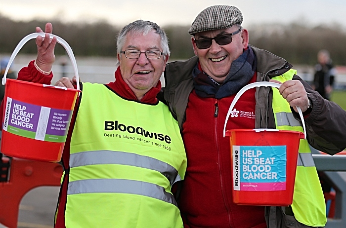 l-r - Ben Reinhardt and Mike Boffey from Bloodwise collect money at the Weaver Stadium on New Years Day 2019 (1)