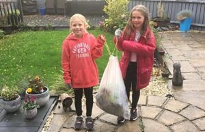 Stapeley girls collect bags of litter during half-term