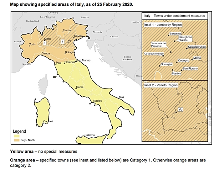 map of northern italy - coronavirus