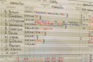 Nantwich Cricket Club scorer battles to keep up with Liam Livingstone!