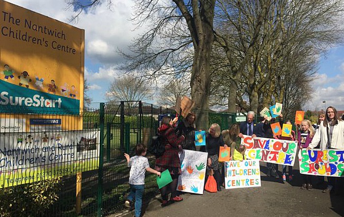 nantwich children's centre protest at closure, pic by Kirsty Rollings