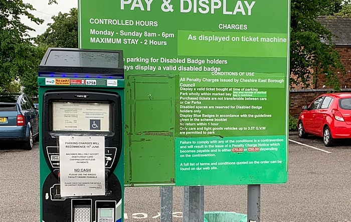 parking machine with sign