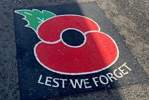 Poppies painted on roads to commemorate Remembrance Sunday
