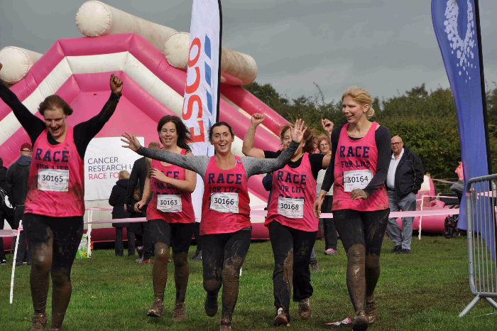 pretty muddy sea of pink, cancer research event at reaseheath