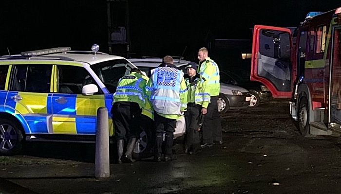 Special Constables - river rescue by police and fire flooded weaver in Nantwich