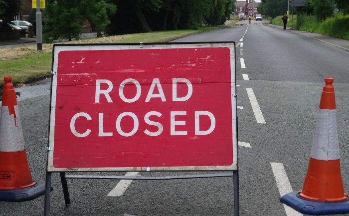 road closed - Middlewich Road, Nantwich - pic by Jonathan White