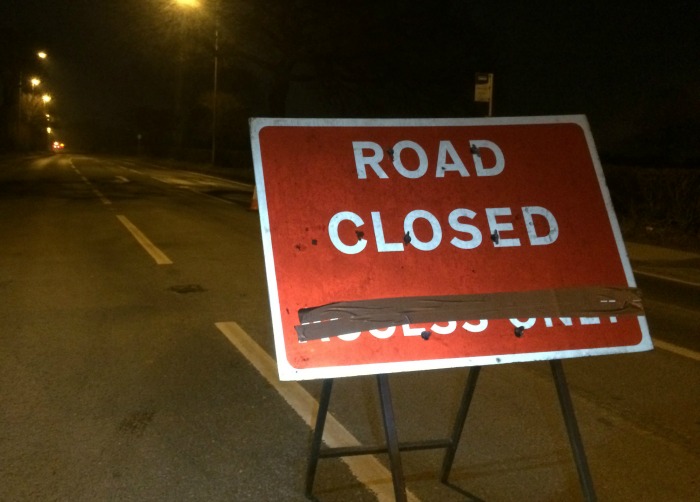 road closed sign, Middlewich Road near Nantwich - pic by Jonathan White