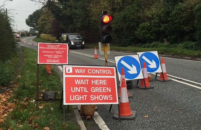 highways roadworks on A51 at Reaseheath