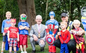 Superheroes enjoy their day out at Dorfold Hall in Nantwich