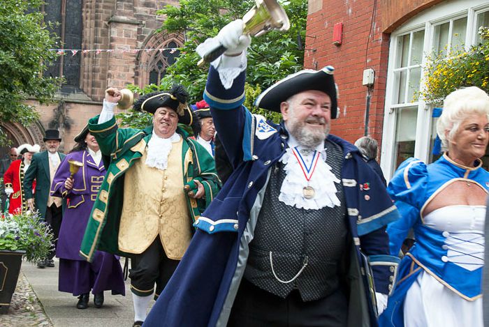 town criers parade in Nantwich town square