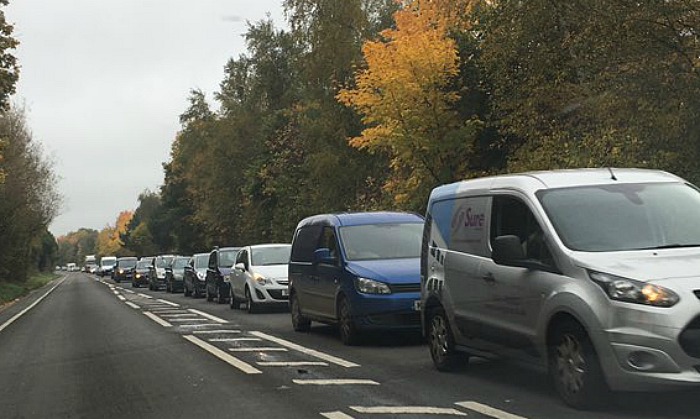 traffic gridlock on A500 bypass between reaseheath and sainsbury's roundabout