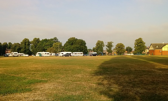 travellers encampment on Barony Park in Nantwich