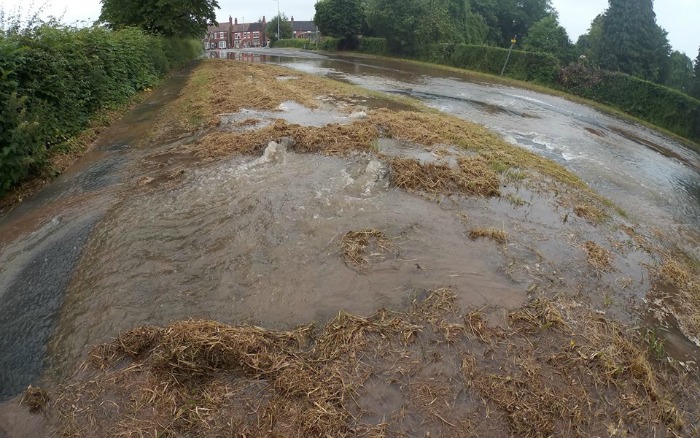 water leak and flood Middlewich Road Nantwich