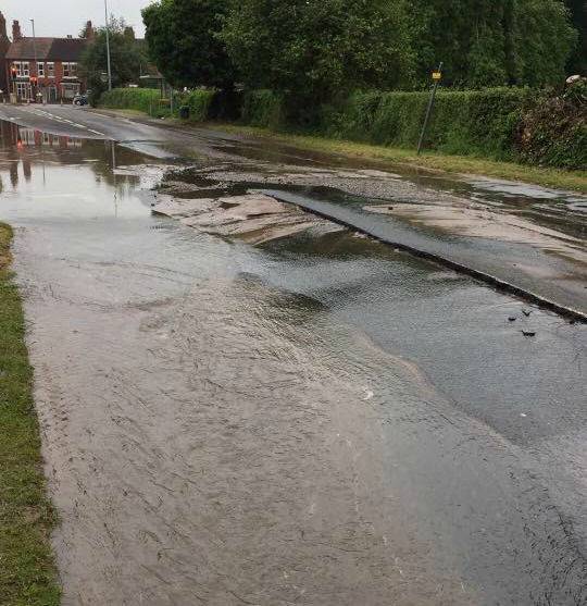 water leak and flood barony park and middlewich road